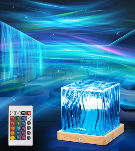 LAKERISE Northern Lights Aurora Projector Light, Galaxy Projector Sensory Lights, 16 Colors Dimmable Remote Night Light for Bedroom,Christmas Northern Lamp Cube Room Decor for Teen Gifts