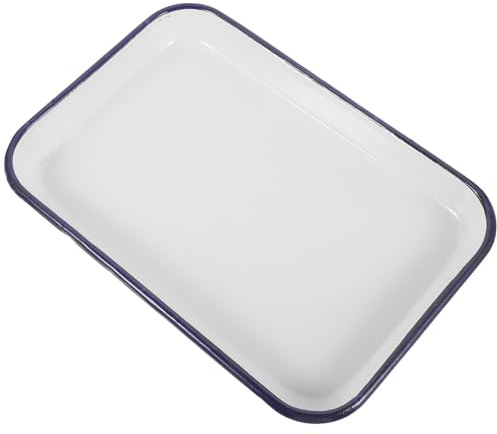 ELAYARD Bandeja de Horno Resistente al Calor Rectangular de Esmalte Blanco | Superficie Lisa, Resistente al Desgaste, Fácil de Limpiar, para Crepes y Horneado