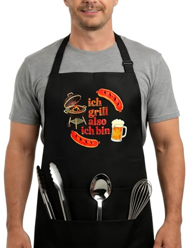 Zidoley Grillschürze für Männer, Lustig Grill Schürze, Personalisiert Kochschürze Herren, Grillen Geschenke Mann, Küchenschürze, Schürzen für Geburtstagsgeschenk Vatertagsgeschenk