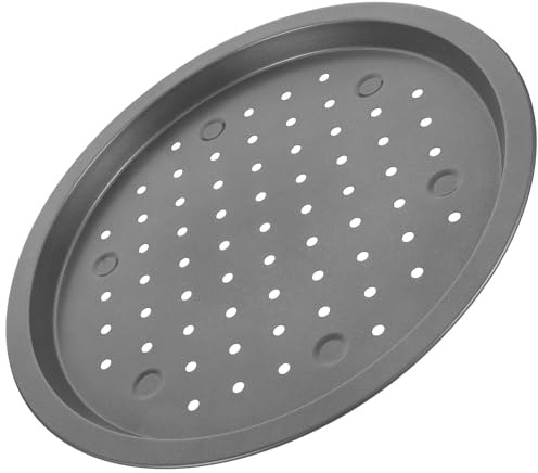 Lurrose Bandeja para Pizza Grande de Acero al Carbono Perforada Antiadherente, Molde para Hornear Pizza en Horno, Sartén Resistente al Desgaste para Uso Doméstico y Profesional