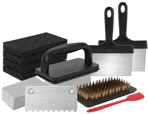 Produits de nettoyage de gril de barbecue - Pack de grattage en métal de 9,65x6,69x4,33 pouces, dispositif de nettoyage avec poignée confortable, paquet de coussinets abrasifs | C
