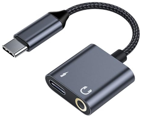 USB C hörlursadapter, ljuddongel hörlursuttag adapterkabel | 2-i-1 hörlursadapter, snabbladdning USB typ C-kabel, ljudkabel för telefoner, surfplattor