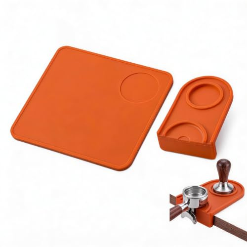 2PCS Espresso Tamping Mat, Silicone Coffee Tamper Mat,Non-Slip Desk mat | Heat Resistance And Waterproof Surface, Coffee Mat For The Table Corner, Easy To Clean And Levels The Coffee Grounds.