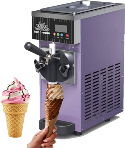 4–5 kg/h kommersiell glassmaskin, mjukglassmaskin för bänkskiva, mjukglassmaskin med en smak, automatisk rengöring och förkylning, mjukglassmaskin för restauranger och dessertbutiker Purple