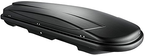 Dachbox schwarz VDP Juxt 600 großer Dachkoffer 600 Liter abschließbar + Alu-Relingträger Dachgepäckträger kompatibel mit VW Sharan ab 96