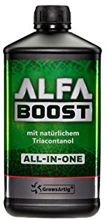 Growsartig ALFA Boost All-IN-ONE Pflanzen-Booster mit Triacontanol 1 Liter. Für Blüte, Wachstum und Bewurzelung. Steigert den Ertrag. Biozertifiziert.