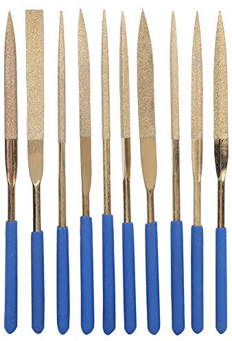 ViaGasaFamido 10Pcs 5x180mm Titanbeschichtete Diamanten Feilen-Set Mini-Nadelfeilen-Kit zum Feilen Schneiden von Metall Glas Stein Haustier Hund Nagelfeile