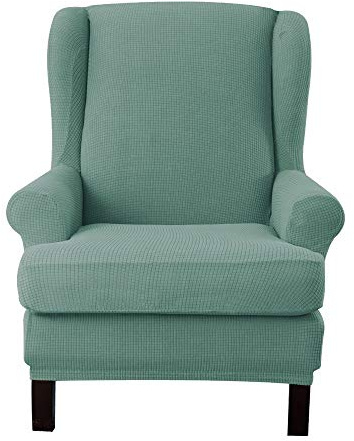 EBETA Jacquard Funda de Sillón Funda Orejero elástica, Funda Cubre Sillón Relax 1 Plaza, Funda Cojín Independiente (Verde Claro)