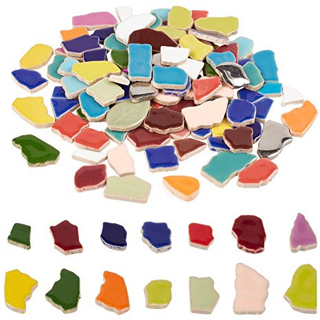 PandaHall Mosaikfliesen Keramikmosaikstücke Zubehör für Heimtextilien Garten DIY Arts & Craft, 0.55lb