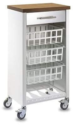 DON HIERRO - Carrito de Cocina, Carrito verdulero Kara armazón Blanco-Cerezo Le Gard
