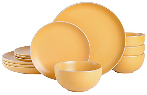 Gibson Home, Vajilla de 12 piezas Rockaway, amarillo