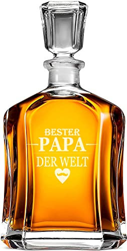 AIGAT Bester Papa der Welt Whiskey Karaffe mit Gravur 700ml, Geschenk für Papa (Bourbon)