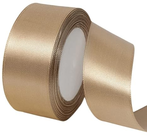 Satinband Champagner Gold 40mm, 23 Meters Dekoration Geschenkband Fein Schleifenband, Stoffband für Luftballons, Hochzeit, Taufe und Geburtstag Geschenke Der Valentinstag Verpackung von Geschenken