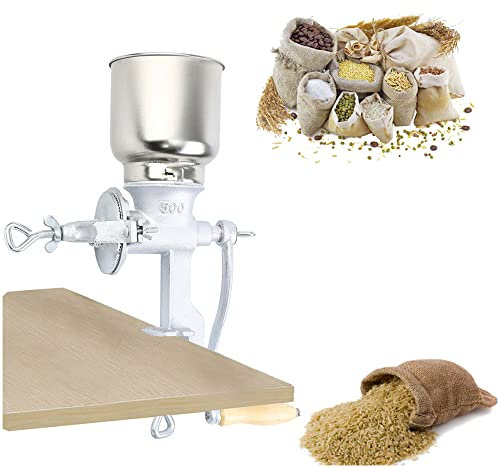 Mulino Manuale in ghisa Mulino a Mano Grinder a Mano con Grande tramoggia per Bacche di Grano dell'orzo di Mais caffè Ceci Semi di Papavero Semi di Pepe Fagioli