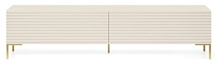 Selsey TV Schrank Board Sideboard Fernsehtisch Fernsehschrank 140 cm Goldene Beine Graubeige Lammelo
