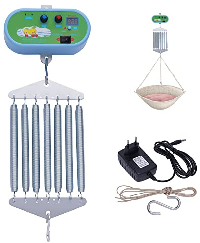 TESUGN Hängende elektrische Wiegensteuerung, Geräuscharm einstellbarem Elektrische Babyschaukel Babywippe Controller mit 7 Stück Feder bis zu 21 kg für die Baby Federwiege und Baby Hängematte
