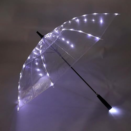 HEPYLAIFU durchsichtiger regenschirm LED transparente Regenschirme, Party-Geburtstags-Weihnachtsgeschenke Braut Hochzeitsschirme Durchsichtige (Color : W, Size : 23)