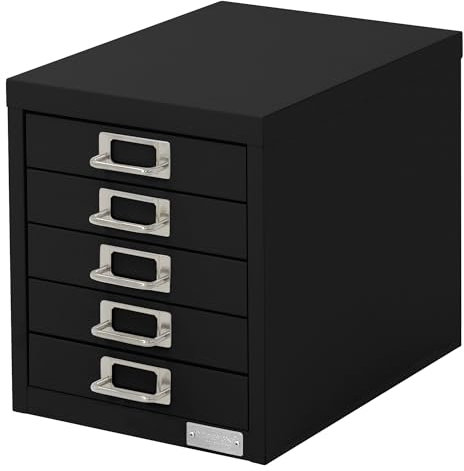 ML-Design Aktenschrank mit 5 Schubladen, 28x38x33 cm, Schwarz, Schubladenschrank aus Metall für DIN A4, Büroschrank mit Etikettenhalter, Stahlschrank Metallschrank Werkzeugschrank Aufbewahrungsschrank