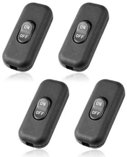 CYIOU 4 Pezzi Interruttore Bipolare 6A 250V Interruttore a Pulsante Mini Interruttore Lampada per 2-3 Linea per Lampada da Tavolo Scrivania Camera da Letto (Nero)