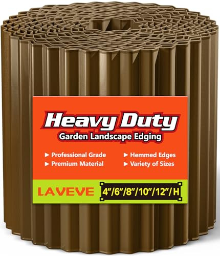 LAVEVE Wellmetall-Gartenumrandung, 25,4 cm x 50,8 m, Landschaftseinfassung für Rasen, Blumenbeet, Gartenzaun, Pflastersteinkanten (Bronze)