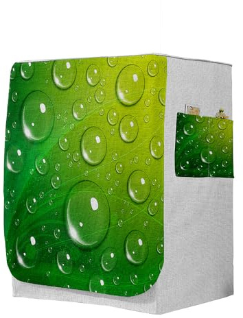 Highdi 3D Housse de Protection pour Machine à Laver, Chargement Frontal Housse à La Poussière avec Ouverture Frontale (Capacité S 6~7,5kg,Goutte d'eau C)
