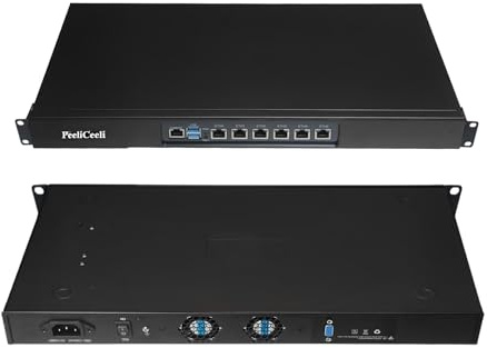 PeeliCeeli Firewall 1U 19 Inch Appliance Network Rackmount Core i5 1135G7, 6 x i225V 2.5GbE LAN, DDR4 32GB RAM 1TB SSD, AES-NI, Router PC, OPNsense, Console GPIO, SIM Slot VGA