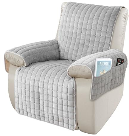 SEMGABO Sesselüberwurf mit Armlehnen – Sesselschoner für Fernsehsessel und Relaxsessel, mit Taschen und Gummiband, Schutz vor Schmutz und Kratzern, Ideal für Familien mit Kindern und Haustieren