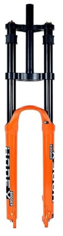 KLYso 1/1-8 Straight Front Fork Disc Brake QR Manual Lockout DH Mountain Bike Downhill Suspension Fork XC MTB Air Fork Travel 140mm Double Shoulder(Orange,27.5'')