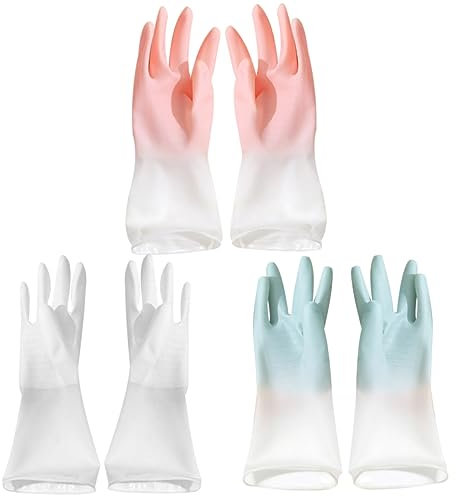 OKUMEYR Rubber Dishwashing Gloves Laundry Gloves Hand Protective Mitts for Washing up Tasks Food Preparation Random Color