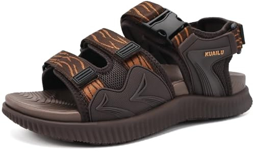 KuaiLu Sandali Trekking Uomo Comode Passeggio Camminata Ortopediche Fascite Plantare Arch Support Sportivi Regolabile Estive Aperte Escursionismo Antiscivolo Scarpe Arrampicate Marrone 41