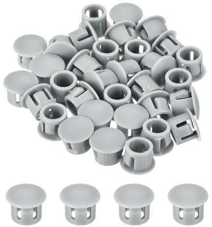 Sourcing Map Lot de 32 bouchons de trou en plastique gris clair de 8 mm, bouchons de trou de type encastré pour verrouiller les tubes, meubles, armoires