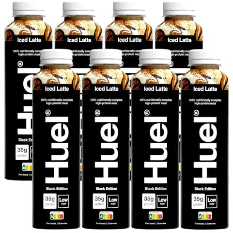 Huel Black Edition Ready-to-Drink | Iced Latte High Protein Drink | 35g Protein Per Bottle | Not Just A Meal Replacement Shake | Complete Nutrition, Gluten-Free | (Pack of 8, Each 500ml bottles)