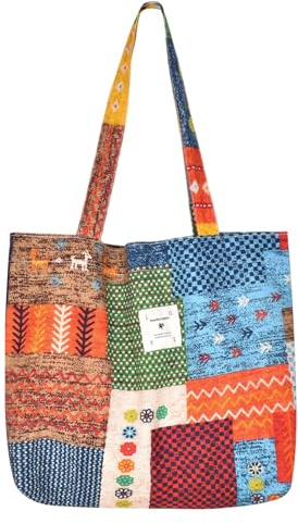 Tote Bag en Coton, Sac de Plage Femme Design Coloré,Sac Cabas Résistant, Léger & Ultra-Souple avec Bandoulières Confortables,Fourre-Tout Idéal pour Quotidien, Voyage & Shopping (43 x 36 x 10 cm)