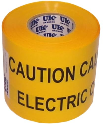 High-visibility cable marker tape - CAUTION ELECTRIC CABLE BELOW - underground warning tape to highlight buried hazards - long length 250M roll