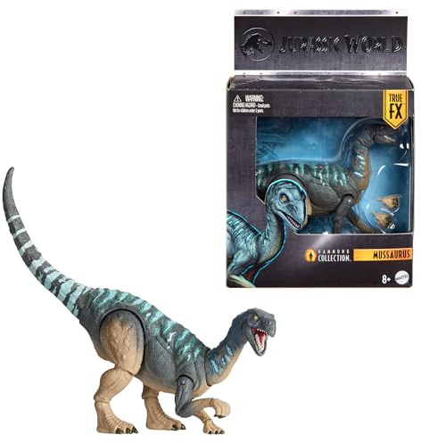 Mattel Jurassic World Hammond Collection - Mussaurus, dinosauro dal design premium con occhi realistici, 15 punti di articolazione e zampe extra incluse, 8+ anni, JKM89