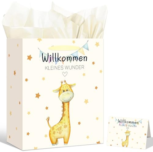 2Pcs Geschenktüten, 25x21x10cm Geschenke zur Geburt Geschenktasche