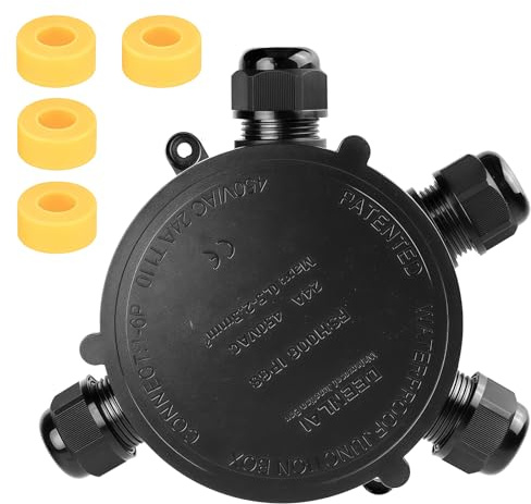 1 Satz Abzweigdose Wasserdicht Verteilerdose Außen Wasserdicht Abzweigdose Ip68 Schwarz Ausgestattet Mit 4pcs Anschlussstecker FSH006