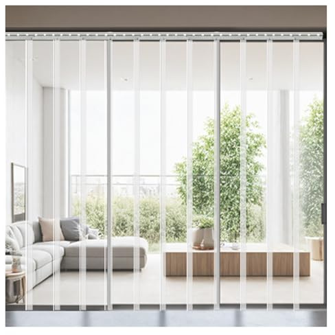 QHLTY Fenster Streifenvorhang, Transparente PVC-Vertikaljalousienlamellen für Balkon, Stall, Lagerhalle, Garage, Innenhof, Gefrierschrank, Geschäft(165x230cm)