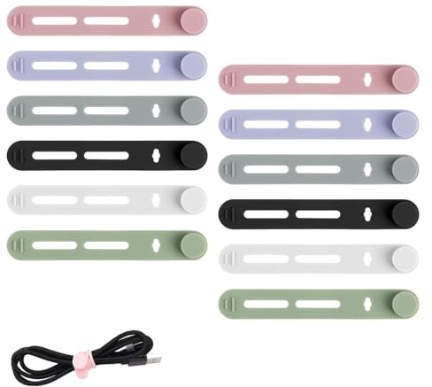 12-Pack Reusable Silicone Cable Organizers - Flexible Ties for Wires, Chargers, and Small Items - Durable Home & Office Storage Solution