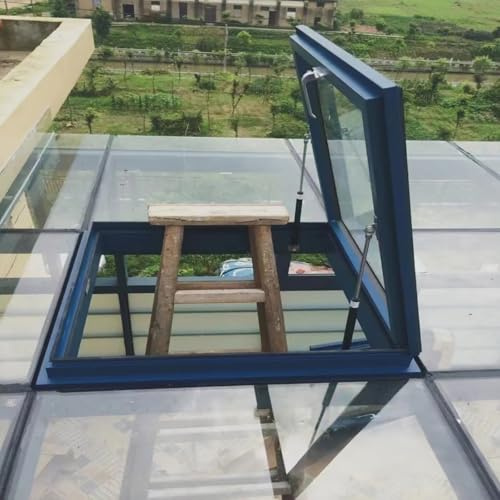 Finestra lucernario manuale personalizzata per la finestra del seminterrato di uscita del tetto della casa con vetro temperato e telaio in alluminio 600x550mmMigliora la luce naturale e la
