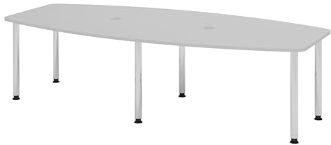 Bümö Konferenztisch oval 280x130 cm großer Besprechungstisch in grau, Besprechungstisch mit Chromfüßen, Meetingtisch für 10 Personen, XXL-Tisch für Besprechungsraum & Meeting