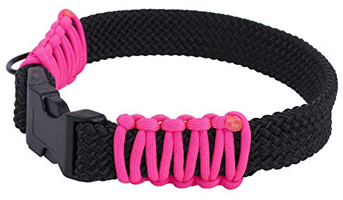 PARACORD PLANET Flach Geflecht Seil DIY Paracord Hundehalsband Kits – Wählen Sie aus Rot, Schwarz, Neon Rosa, und Tan/Camo – DIY Halsbänder Ihrer pelzigen Freund Machen Stand Out, Black & Neon Pink