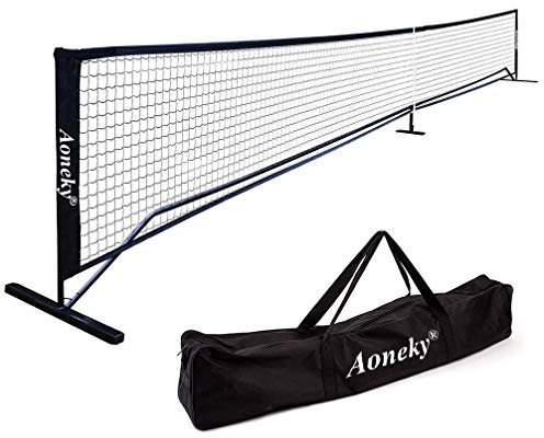Aoneky Pickleball Tennis Übungsnetz Set 6,7x0,9M - Metallrahmenständer und Starkes PE-Netz - Tragbares Pickle-Ball-Set fürVolleyball, Tennis, Auffahrt, Garten, Strand, Spiele (Schwarz)