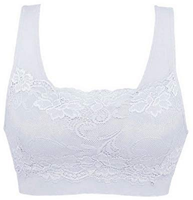 Litthing Women Sports Bra Seamless Comfortable Soft Breathable Ladies Lace Bras Removable Padded Tops Push up Underwear Packs for Yoga Fitness Exercise White