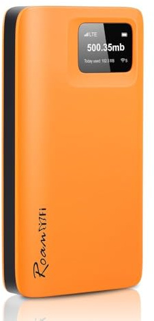 RoamWiFi 4G LTE WiFi Hotspot Router, Portable Mobile Hotspot Device for International Travel, Pocket WiFi No SIM Card Needed, Connect 10 Devices, 10GB Local Data Included, 170+ Countries Coverage