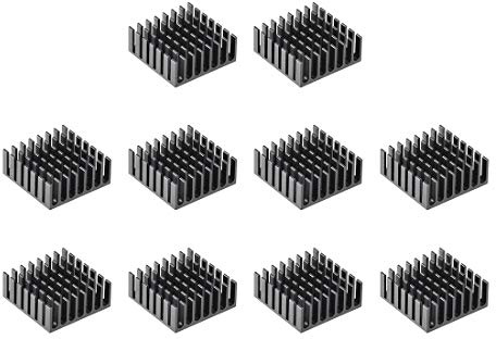 källkarta 10 st. Kylfläns korsformade skåror för MOS GPU IC Chip 28 x 28 x 11 mm svart