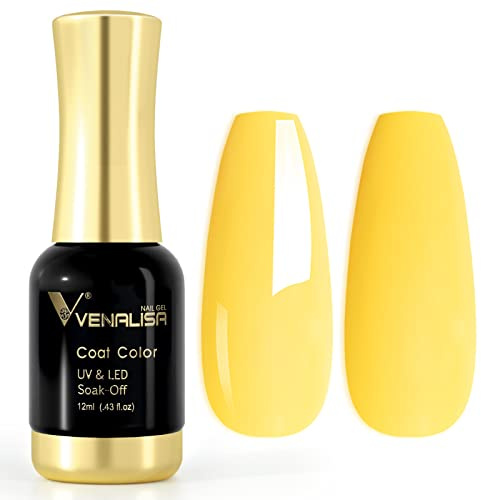 VENALISA 12ml Milky Yellow Gel Nail Polish Soak Off Nail Lamp UV LED Natural Nail Gel Polish Nail Art DIY Manicure French Gifts, 0.43 OZ