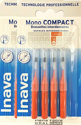 LOT de 2 - Inava - Brossettes Interdentaires 1.5mm Rouge X4 Mono Compact…