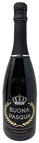 SWART Bottiglia Personalizzata con Veri Cristalli Swarovski - 0,75l Eventi Particolari/Natale/Pasqua/Festività (BUONA PASQUA)