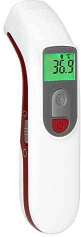 Alecto BC38 Termometro senza contatto – Termometro frontale a infrarossi per neonati e adulti – anche per superfici e liquidi – facile da usare – bianco/rosso